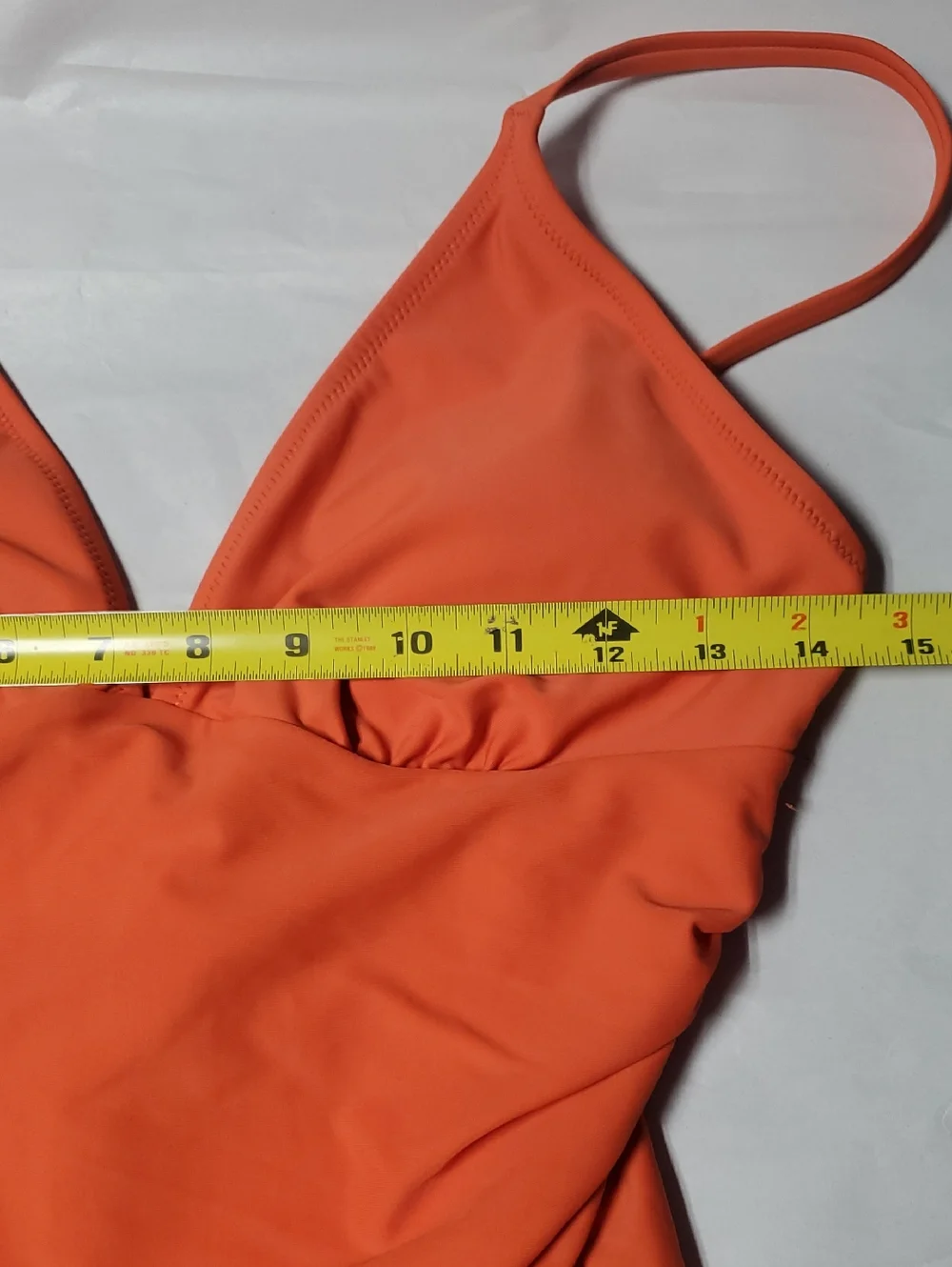 NWT CupShe Sleek Orange Ruched One-Piece Swimsuit Size Lg Tummy Control V-Neck